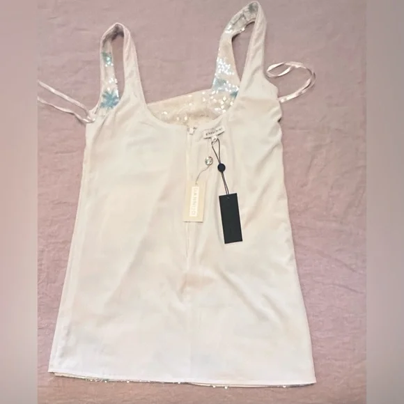 NWT Gianni Bini x DANNIJO Twiggy Size 4 Sequin Palm Tree Mini Tank Shift Dress - Picture 4 of 6